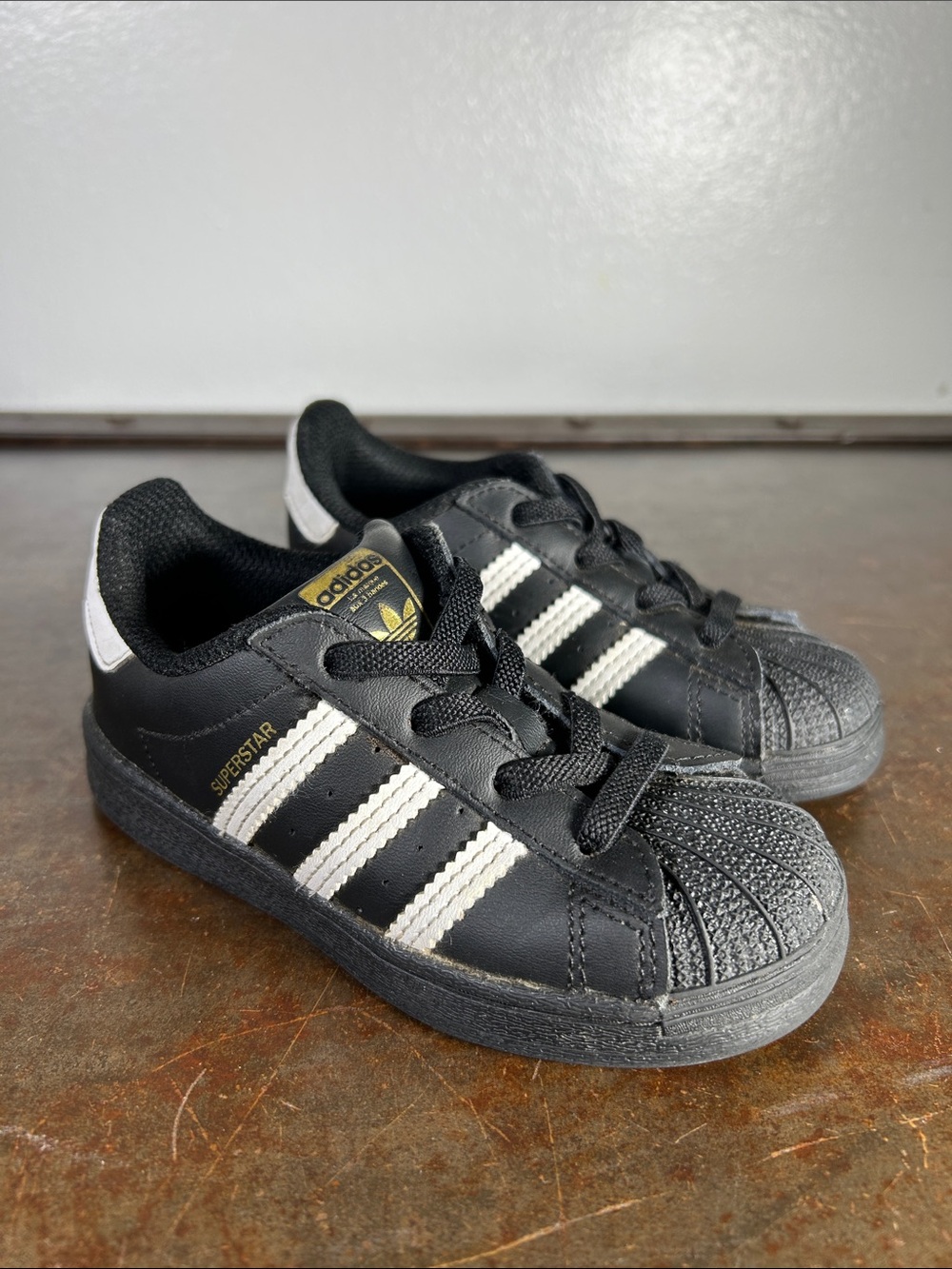 adidas Kids Black and White Superstar Sneakers Toddler’s Size US 8
